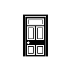 Door wood icon in black flat glyph, filled style isolated on white background