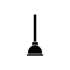 Plunger icon in black flat glyph, filled style isolated on white background