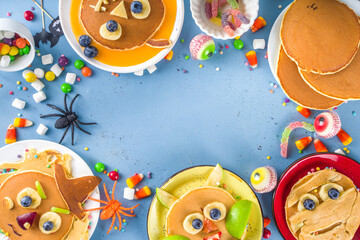 Funny monsters Halloween pancakes