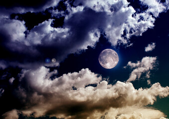 The moon in the night sky