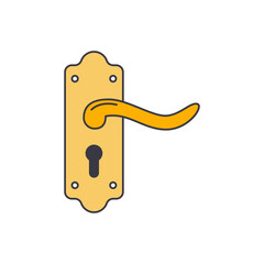 door knob icon  in color, isolated on white background 