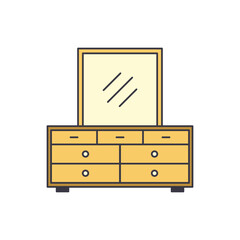 Drawer Dresser icon in color, isolated on white background 