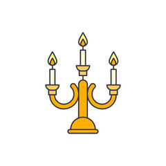 candelabra icon in color, isolated on white background 