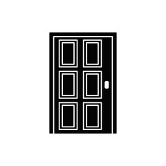 Door wood icon in black flat glyph, filled style isolated on white background
