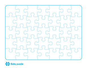 Vector baby puzzle template. 35 pieces. Isolated on white background