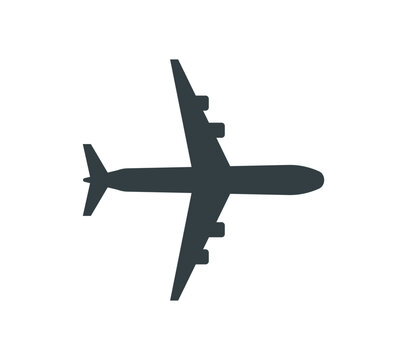 Airplane vector silhouette icons set for web design illustration, image - Black and white trace image contour of plane aircraft for tourism, travel, holiday, trip symbol and icon - Fly, jet, airbus
