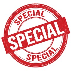 SPECIAL text written on red round stamp sign