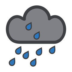 Cloud with rain drops icon, simple style
