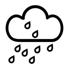 Cloud with rain drops icon, simple style