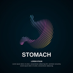 Human stomach medical structure. Vector logo stomach color silhouette on a dark background. EPS 10