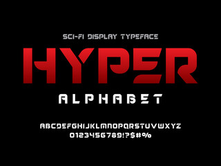Future tech alphabet design with uppercase, numbers and symbol