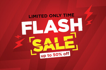 Flash Sale Shopping banner with Thunder sales banner template design for social media and website.Limited Only time and Flash Sale campaign