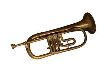 Obraz na płótnie Canvas Golden trumpet isolated on white