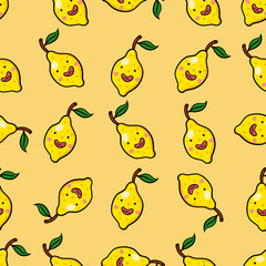 Seamless pattern with lemons. Decorative vector template for children's clothing design, interior, Wallpaper, greeting cards, banners, home decoration.