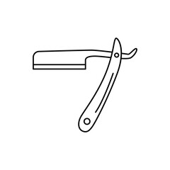 straight shaving razor icon in line style icon, isolated on white background
