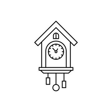 recommend clip art: cuckoo clock icon in line style icon, isolated on white background