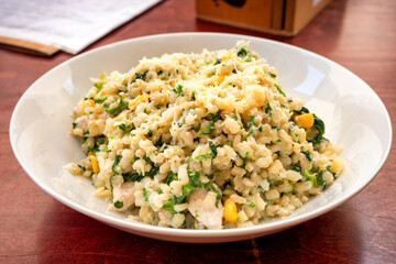 Barley groats with chicken and vegetables