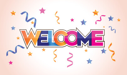 Modern Welcome Text Banner, And Effect. Colorful Design With White Background And Gradient Background, Free Premium Vector File Downloadable.