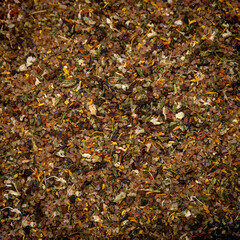 Salt with spices. Background image. Texture of salt with spices