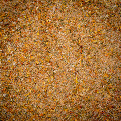 Salt with spices. Background image. Texture of salt with spices