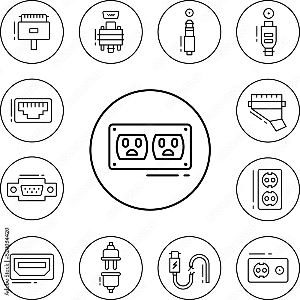 Poster socket, connector icon in a collection with other items