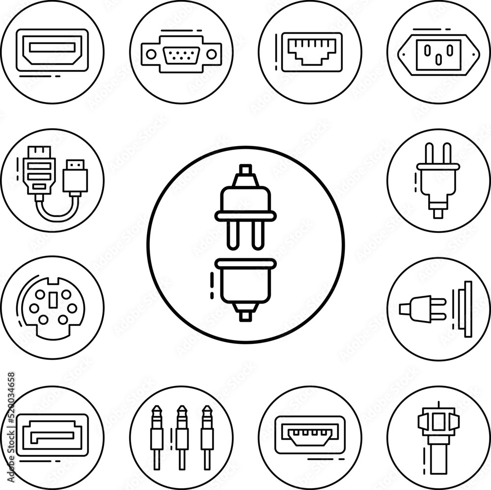 Poster unplugged, connector icon in a collection with other items