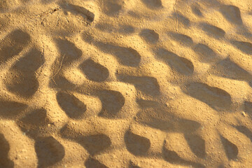 Wave-shaped sand is formed by the flow of river water