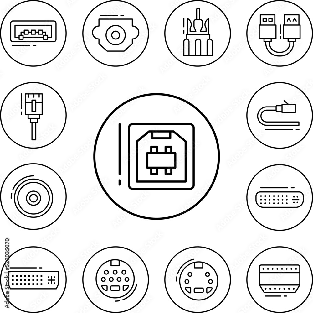 Poster usb, connector icon in a collection with other items