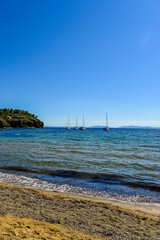 Capoliveri, Straccoligno, Insel, Elbe, Badestrand, Strand, Bucht, Küste, Wassersport, Segelschiffe, Capo Perla, Toskana, Toskanischer Archipel, Sommer, Italien