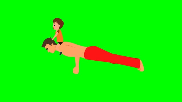 push-ups from the floor 2d animation green screen