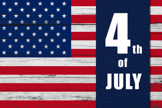 4th of July, Independence day - banner USA flag on a wooden plank background