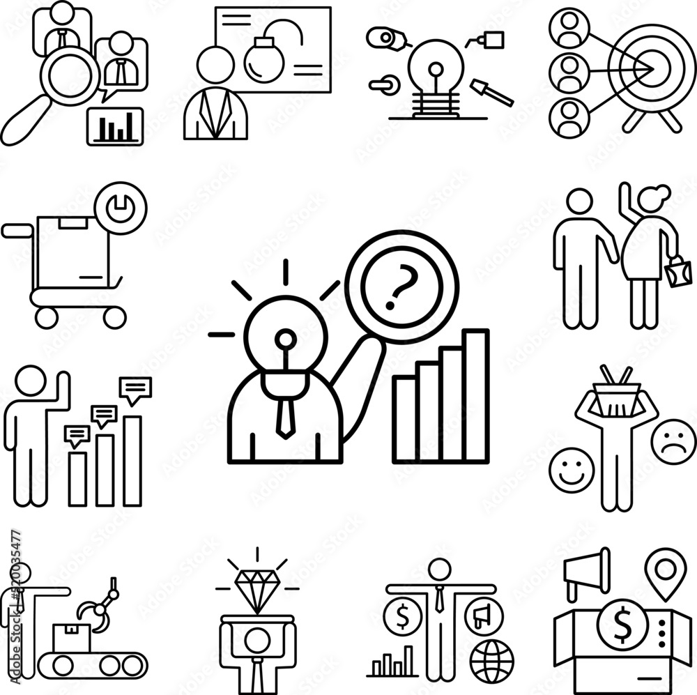 Aufkleber search question mark idea icon in a collection with other items