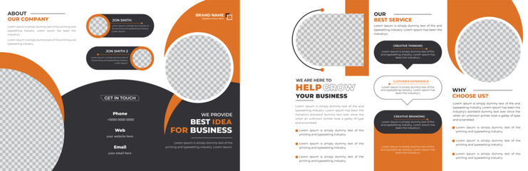 Corporate business trifold brochure template. Modern, Creative, and Professional tri-fold brochure