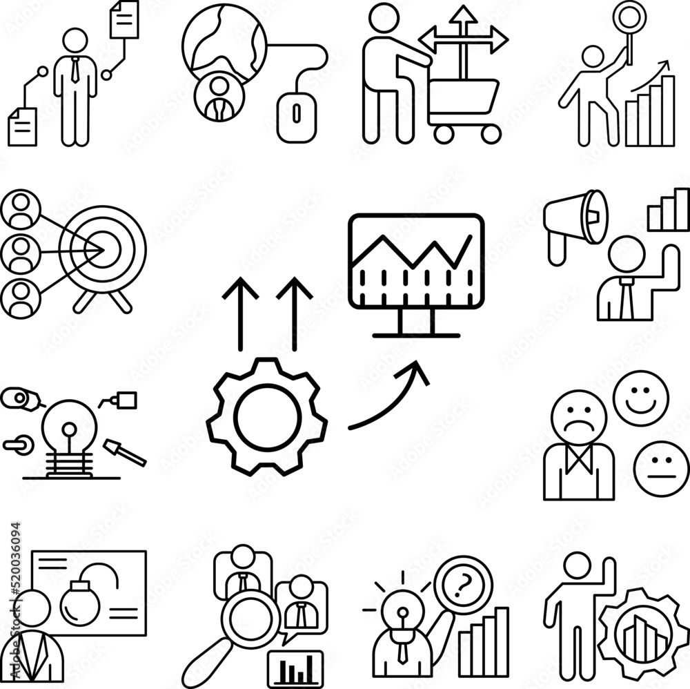 Poster gear computers demand icon in a collection with other items