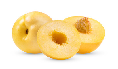 Naklejka na ściany i meble Yellow nectarine fruit on white