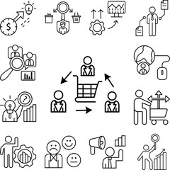 Fototapeta premium Businessmen behavior basket icon in a collection with other items