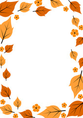 Fall leaves and flower frame vector for decoration on Autumn season and Thanksgiving festival.