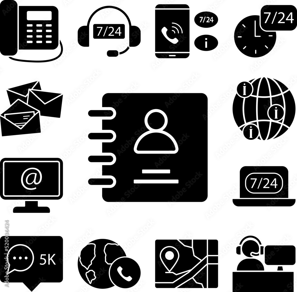 Poster contact diary address icon in a collection with other items