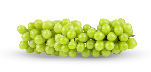 Green grape with leaf on white background