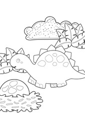 Dinosaur Theme Coloring Pages A4 for Kids and Adult