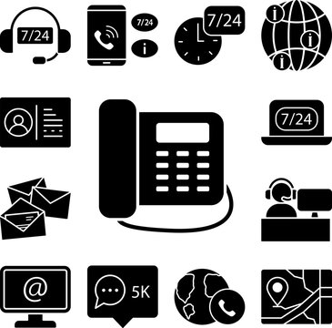 Home phone desk phone icon in a collection with other items