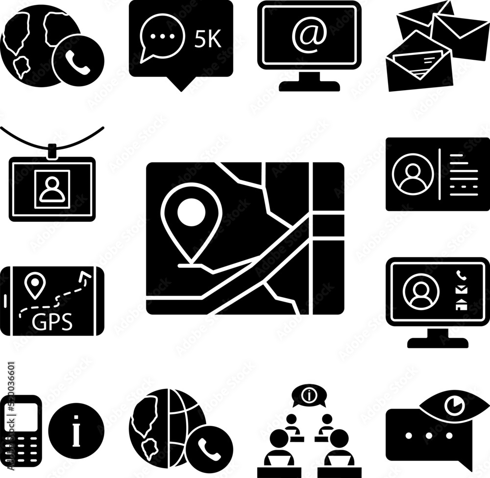 Poster map location address icon in a collection with other items