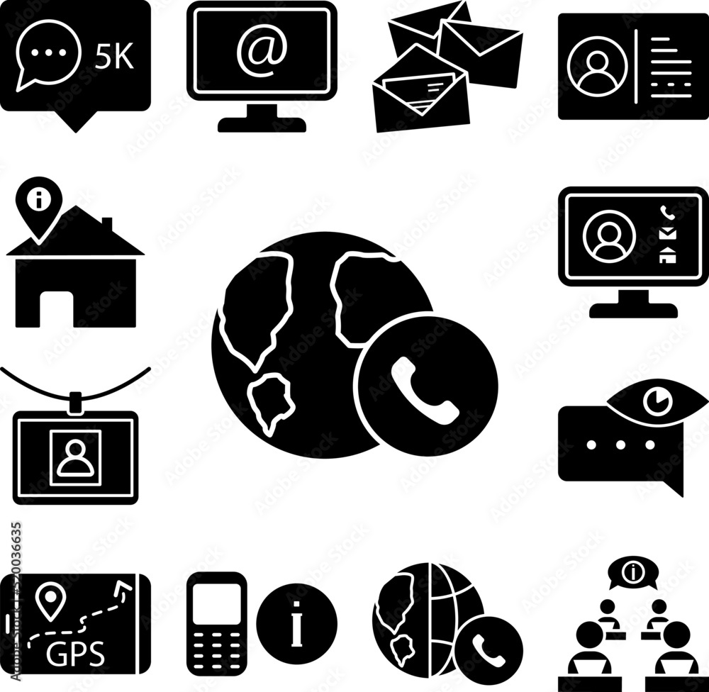 Poster earth circle call icon in a collection with other items