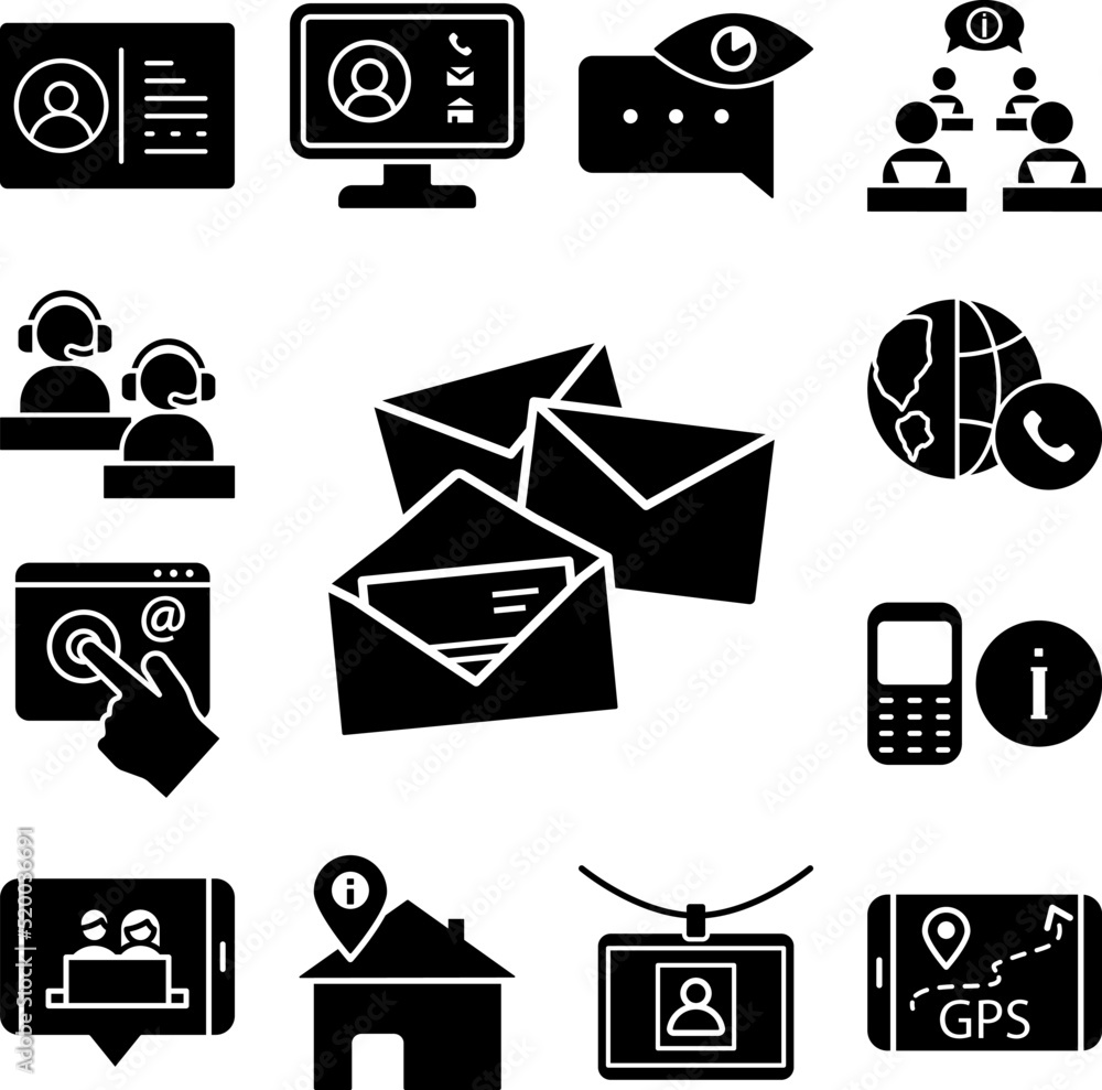 Poster message letters icon in a collection with other items
