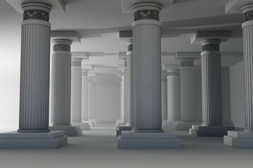 ギリシャ風の柱のある建築　背景素材