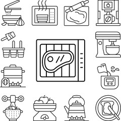 Meat grill icon in a collection with other items