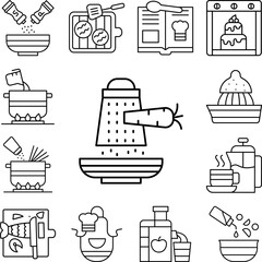 Grater carrot plate icon in a collection with other items
