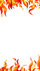 White vector background with flames at the edges