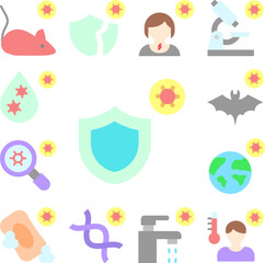 Fototapeta premium Shield, coronavirus icon in a collection with other items