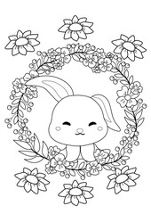 Easter Bunny Theme Coloring Pages A4 for Kids and Adult	
